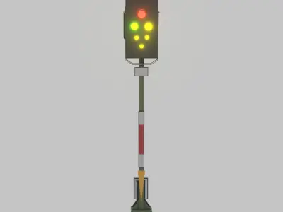 KS Railway Signal Post 4500mm Version-1 Low-poly 3D model