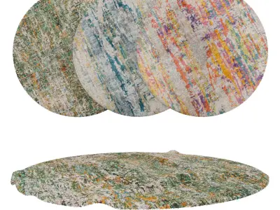Round Rug Set 130 3D model