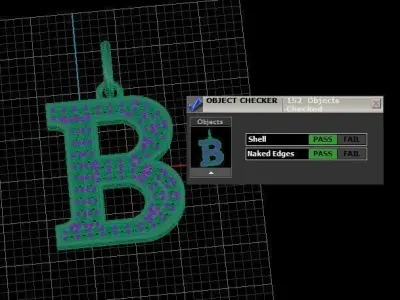 Letter pendant B with diamond  3D print model