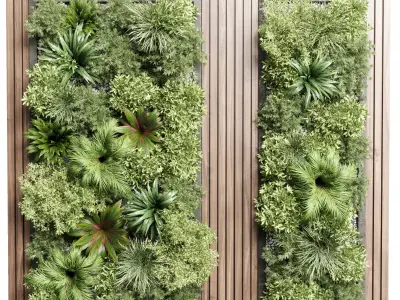 Wood frame Vertical graden wall decor box 24 3D model