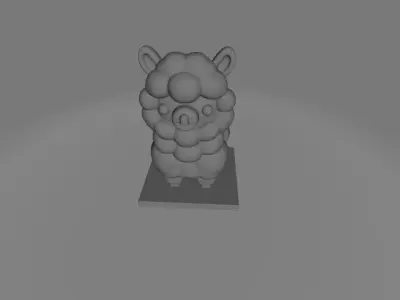 Playful Cartoon-Style 3D Printed alpaca Statue 3D print model