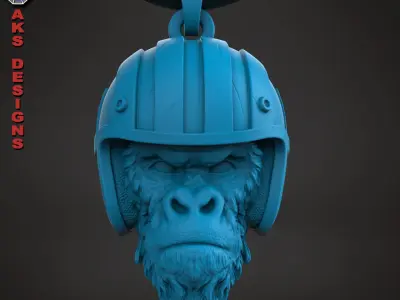 Pendant animal jewelry Biker gorilla 1  3D print model