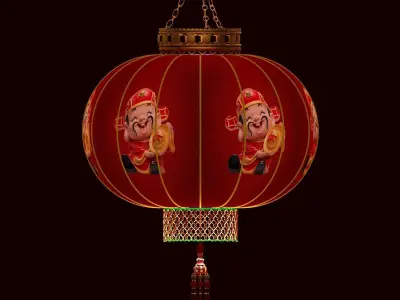 Chinese Red Lantern 3D model 9