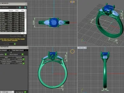 Triple gold engagement ring 3D print model