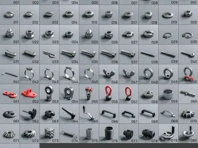 Hard Surface Kitbash Pack - Real Mechanical Components 3D model