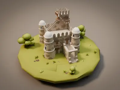 3D Low poly Fasilides Castle 3D model