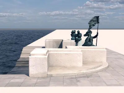 Royal staircase Low-poly 3D model