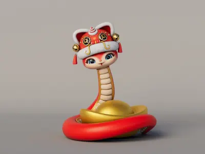 Rigged Cartoon Snake 3D model