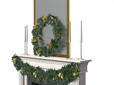 Christmas Firestone Mantel Low-poly 3D model