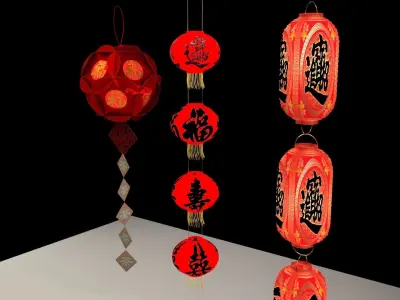 Chinese red lantern 3D model 50