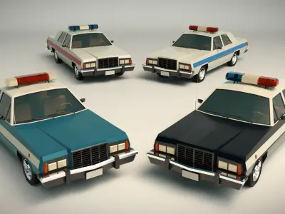 Low Poly Police Car 02 Low-poly 3D model
