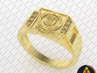 Valiant Defender National Police of Colombia Commemorative Ring 3D print model