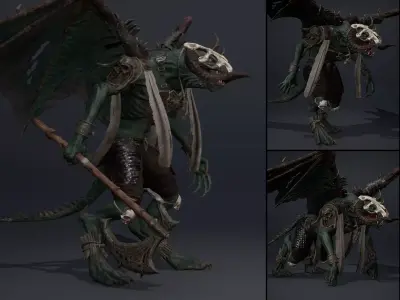 Ghost Barbarian ArmWing Low-poly 3D model