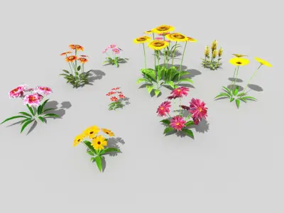 10 low poly flowers pack Low-poly 3D model