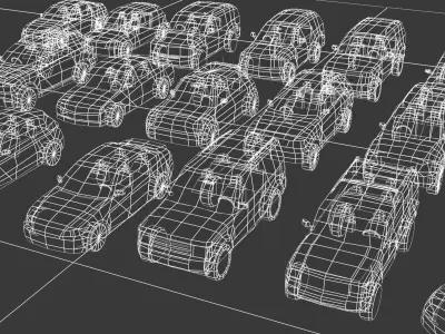 Low Poly Parking lot cars Low-poly 3D model