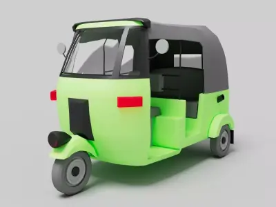 Cartoon City Vehicle Pack - Rigged Trucks Bus Rickshaw Animation Low-poly 3D model