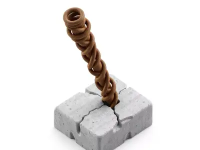 Abstract Growth Concrete Sculpture Low-poly 3D model
