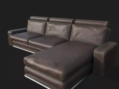 High Poly Leather Couch 3D model