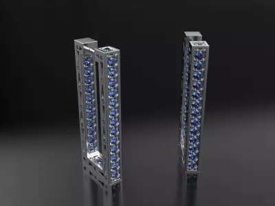 Diamond earrings 3D print model 3