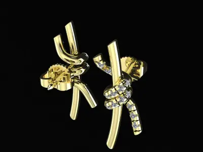 Tiffany Knot Small Earrings with Diamonds 3d printing model 3D print model