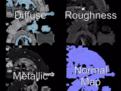 Futuristic SciFi Reactor model pack Low-poly 3D model