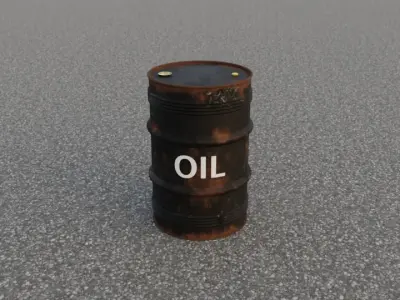 Old and rusty crude oil barrel 3D model