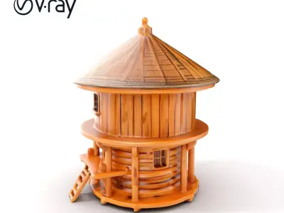 Round Wooden Cabin Model Pack Low-poly 3D model