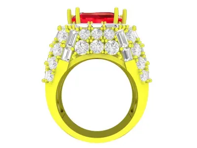 A7226 Asian Style Emerald Diamond Vintage Women Ring 3D print model