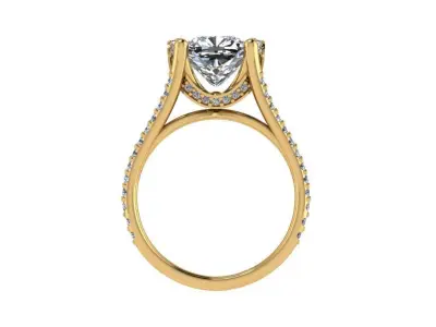 Ring040 cushion cut diamond engagement ring gold 3D print model
