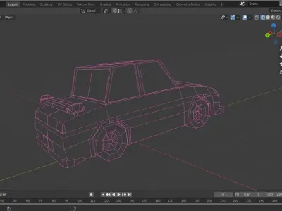 A lowpoly blue sport car ready to race Low-poly 3D model