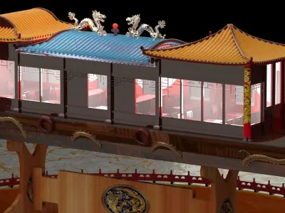 Chinese dragon boat 3D model