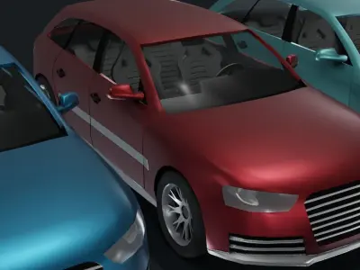 Generic Station Wagon Car With Interior Lowpoly 3D Model Low-poly 3D model