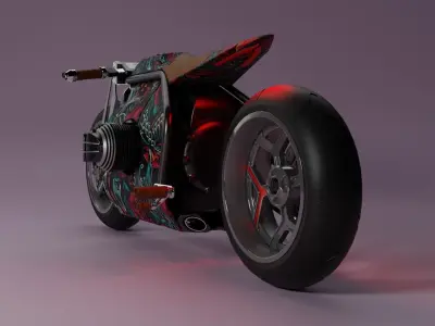 Custom Retrofuturism Cafe Racer Low-poly 3D model