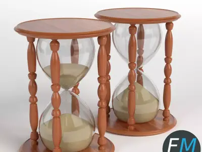 Hourglasses set two wooden sand 3D model