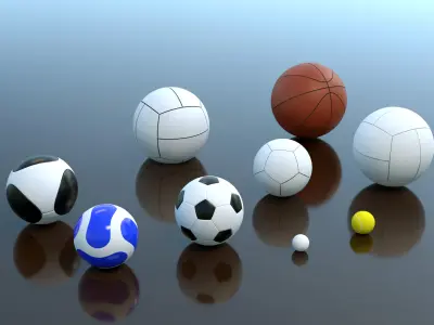 balls collection basketball with two different angles 3D model