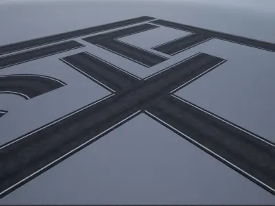 modular single lane PBR road Low-poly 3D model