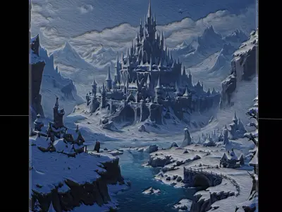 Snowy Mountain Painting One Low-poly 3D model