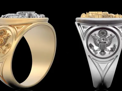 American eagle ring silver gold printable jewelry 3D model 3D print model