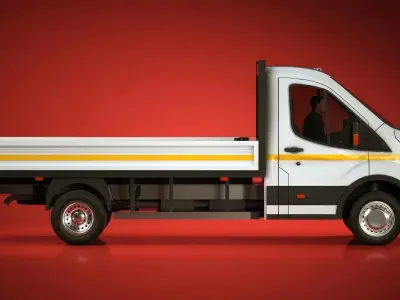 Generic Cargo VAN Dropside with driver Low-poly 3D model