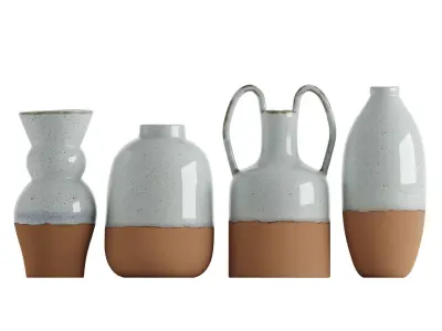 The Elegant White Speckled Ceramic Vase Series by Joyye 3D model