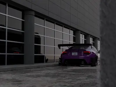 Realistic Car Alley Scene 3D Blender Textured FBX OBJ MTL Files 3D model