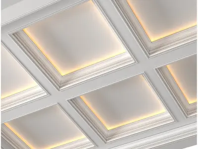 Modern coffered illuminated ceiling Art Deco style 3D model