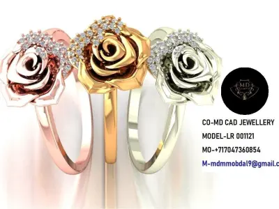 Light weight Rose Ladies Ring 3D print model