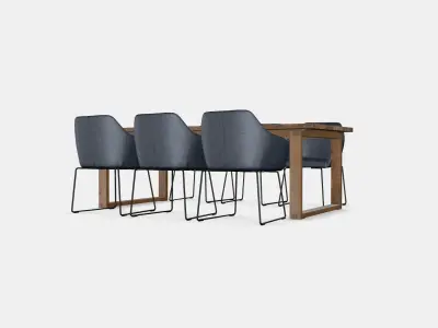 MORBYLANGA - TOSSBERG Table and 6 armchairs Low-poly 3D model