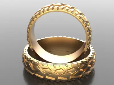 Moto Tire Shape Wedding Rings 3D print model