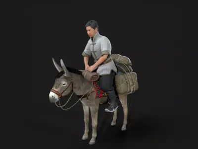 donkey and human Low-poly 3D model