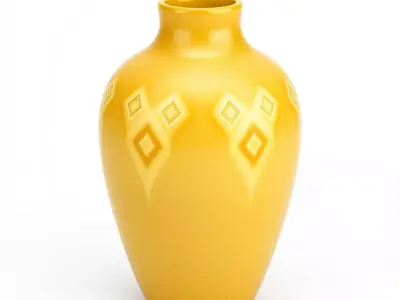 Yellow Decorative Diamond Pattern Vase Low-poly 3D model