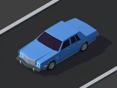 Cartoon Low Poly Chrysler 1980 Car Low-poly 3D model