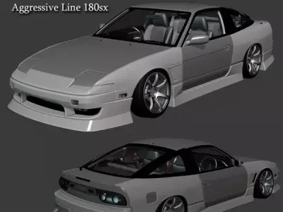 Origin Aggressive Body Kit for SH GTS GT7 Base Nissan 180sx 3D model