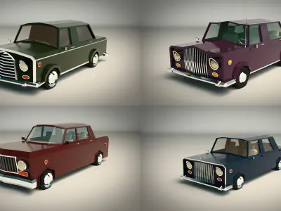 Low Poly Sedan Car Pack 02